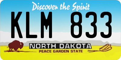 ND license plate KLM833