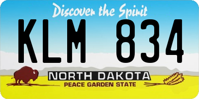 ND license plate KLM834