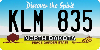 ND license plate KLM835