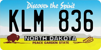 ND license plate KLM836