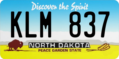 ND license plate KLM837