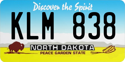 ND license plate KLM838