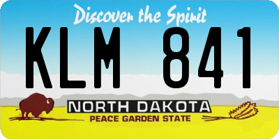 ND license plate KLM841