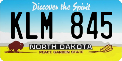 ND license plate KLM845