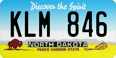 ND license plate KLM846