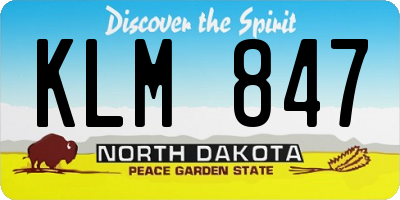 ND license plate KLM847