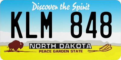 ND license plate KLM848