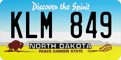 ND license plate KLM849