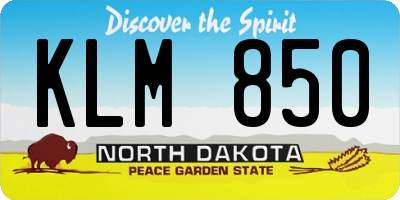 ND license plate KLM850