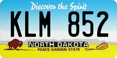 ND license plate KLM852