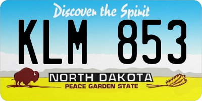 ND license plate KLM853