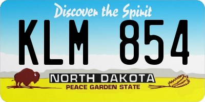 ND license plate KLM854
