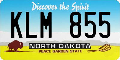 ND license plate KLM855