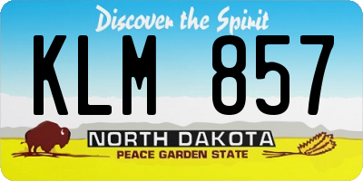 ND license plate KLM857