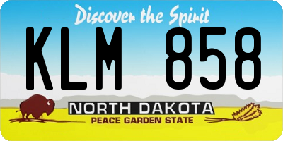 ND license plate KLM858
