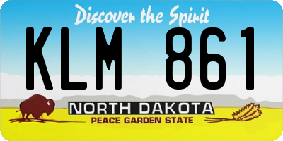ND license plate KLM861