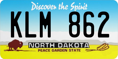 ND license plate KLM862