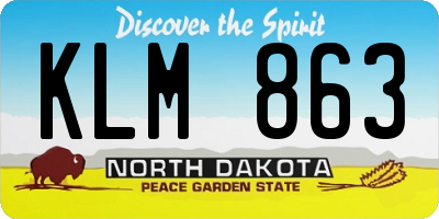 ND license plate KLM863