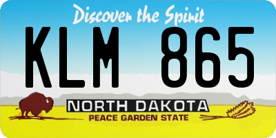 ND license plate KLM865