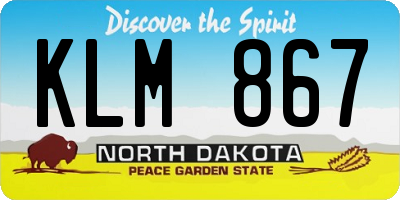 ND license plate KLM867