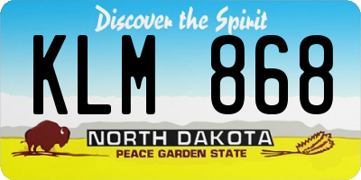 ND license plate KLM868