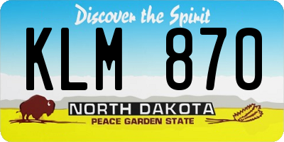ND license plate KLM870