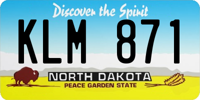 ND license plate KLM871