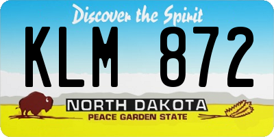 ND license plate KLM872