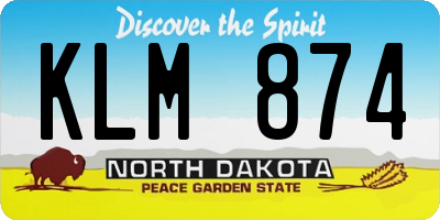ND license plate KLM874