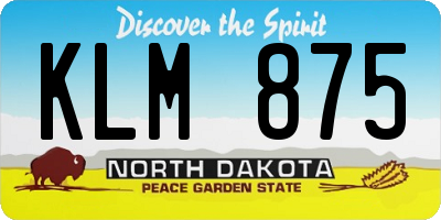 ND license plate KLM875