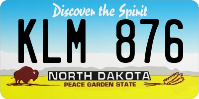 ND license plate KLM876