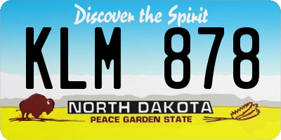 ND license plate KLM878
