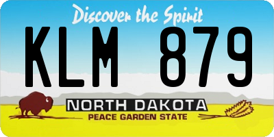 ND license plate KLM879