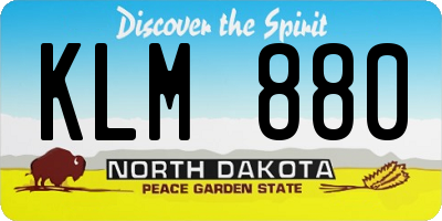 ND license plate KLM880