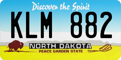 ND license plate KLM882