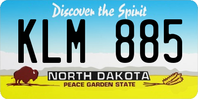 ND license plate KLM885