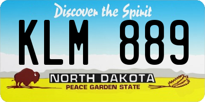 ND license plate KLM889