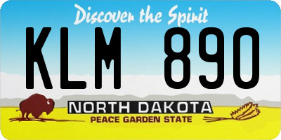 ND license plate KLM890
