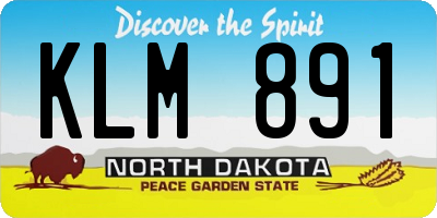ND license plate KLM891