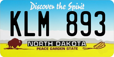 ND license plate KLM893