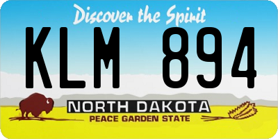 ND license plate KLM894