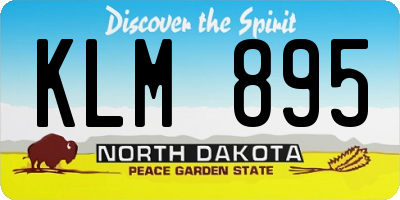 ND license plate KLM895