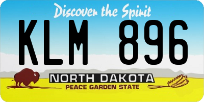 ND license plate KLM896