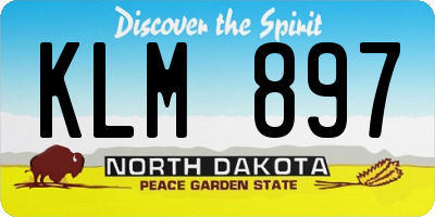ND license plate KLM897