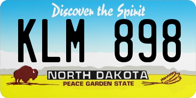 ND license plate KLM898