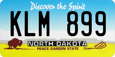 ND license plate KLM899