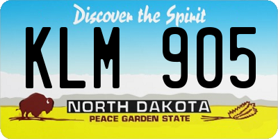 ND license plate KLM905