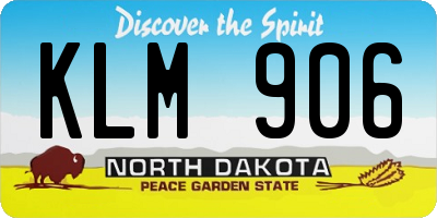 ND license plate KLM906