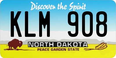 ND license plate KLM908