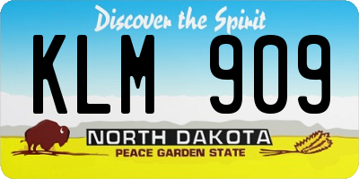 ND license plate KLM909